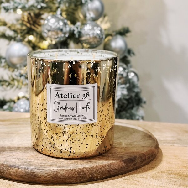 Atelier 38 Christmas Hearth Multi Wick Soy Candle Gold