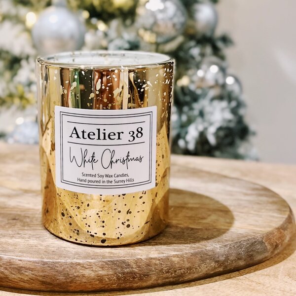 Atelier 38 White Christmas Candle Gold