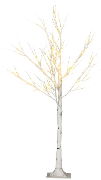 HOMCOM 4ft Artificial White Birch Tree Light with 72 Warm White Pre-Lit LED Light for Indoor and Covered Outdoor Use