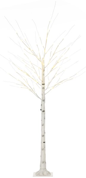 HOMCOM 6ft Artificial White Birch Tree Light with 96 Warm White Pre-Lit LED Light for Indoor and Covered Outdoor Use