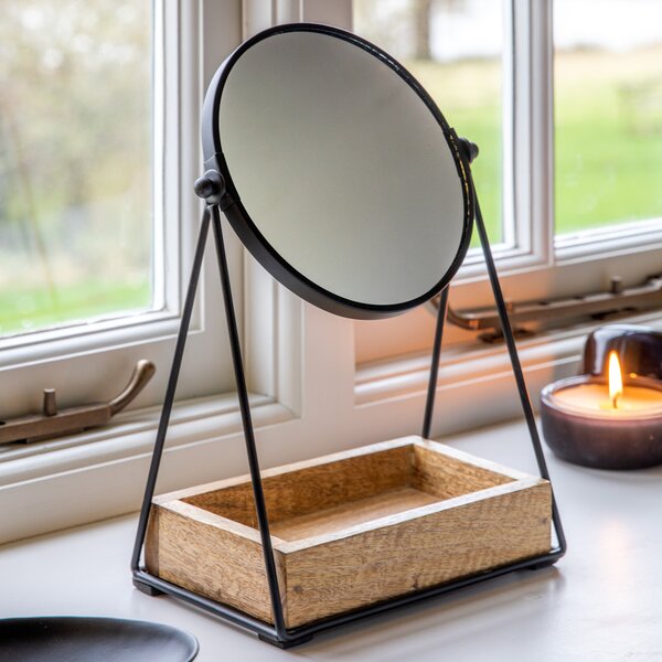 Owen Black Dressing Table Mirror with Tray Black