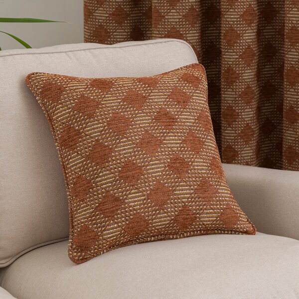 Brody Check Square Cushion Butterscotch (Orange)