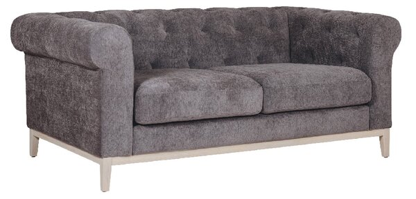 Texarkana Fabric 2 Seater Sofa With Oak Legs In Dark Grey