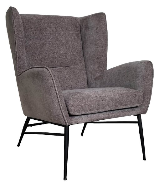 Zanesville Fabric Accent Bedroom Chair With Black Legs In Grey