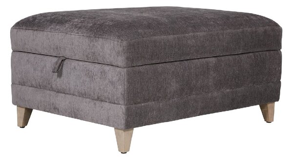 Texarkana Fabric Storage Ottoman With Oak Legs In Dark Grey