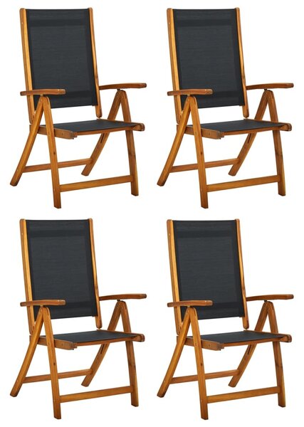 Folding Garden Chairs 4 pcs Solid Wood Acacia and Textilene
