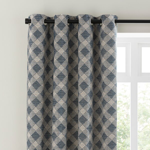 Brody Check Thermal Eyelet Curtains Navy