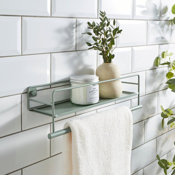 Essentials Towel Rail with Shelf Sage (Green)