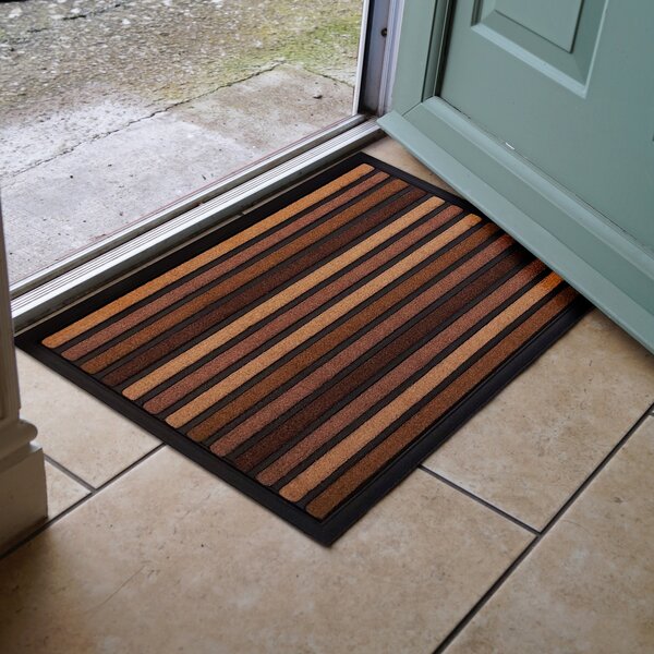 Scrape N Sorb Stripe Outdoor Doormat Brown