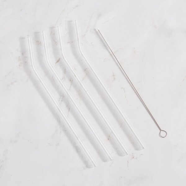 Pack of 4 Clear Glass Straws Clear