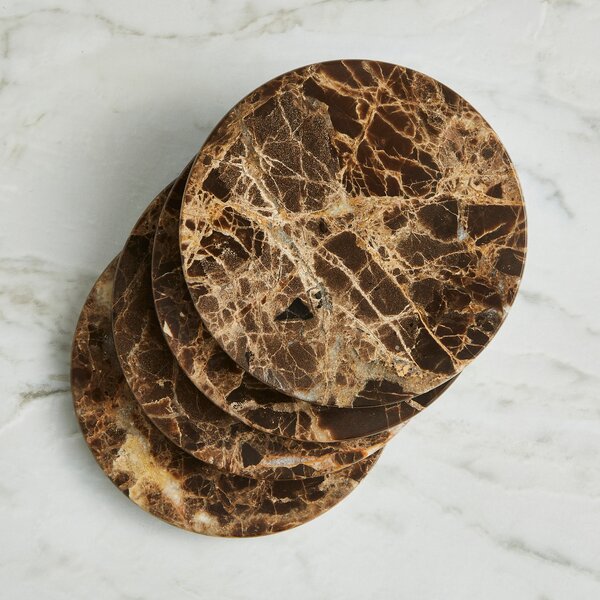 Pack of 4 Brown Marble coasters Brown