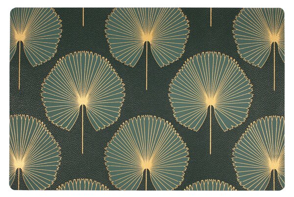 Recycled Faux Leather Oriental Fan Placemat Green