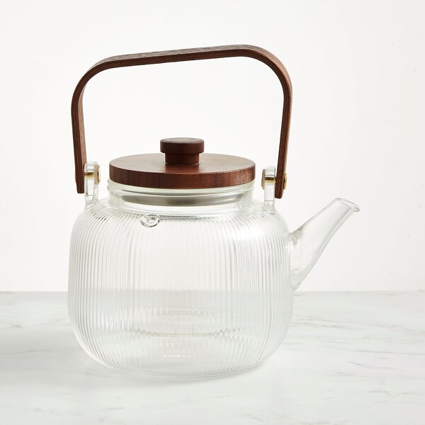 Ribbed Clear Glass Teapot Clear