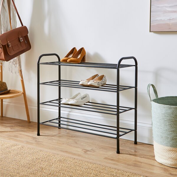 4 Tier Metal Shoe Rack Black