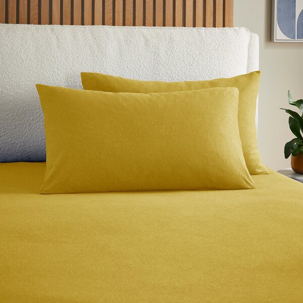 Elements Cotton Jersey Plain Standard Pillowcase Pair Ochre