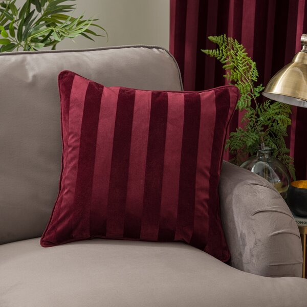 Milford Stripe Square Cushion Wine (Red)