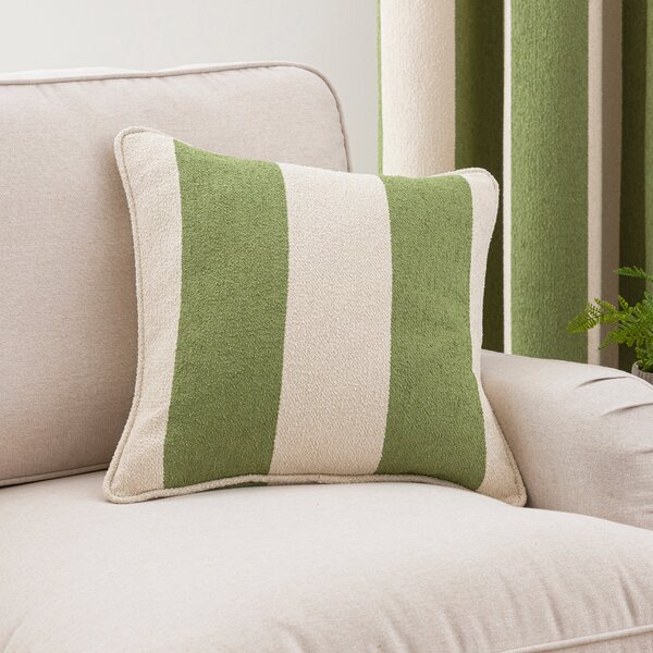 Boucle Stripe Square Cushion Olive