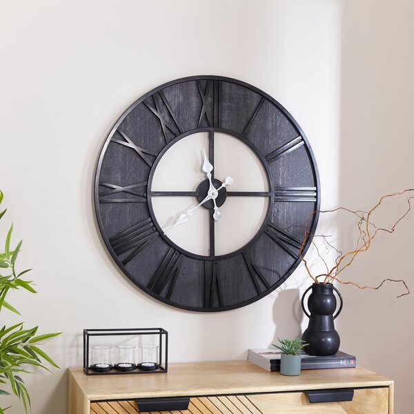 Fulton Industrial Skeleton Wall Clock Charcoal