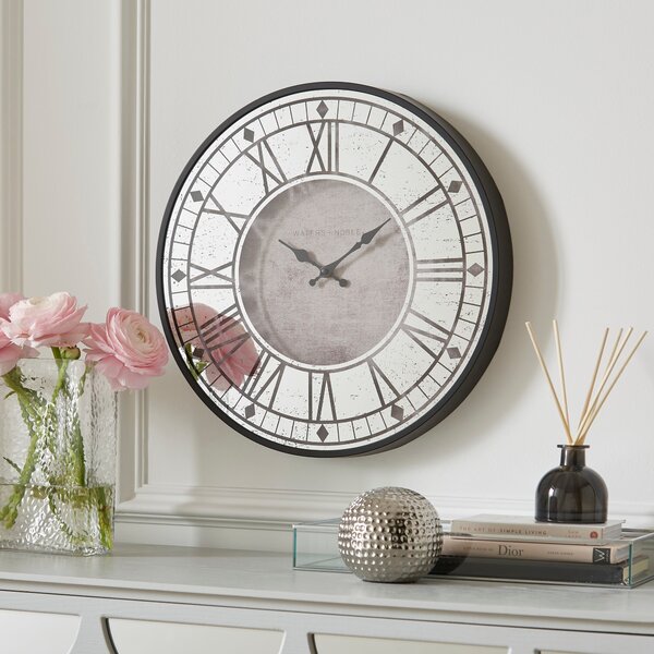 Bates Mirrored Face Wall Clock Grey