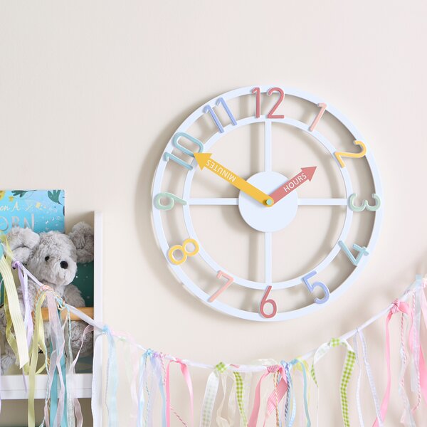 Pastel Skeleton Tell The Time Wall Clock White