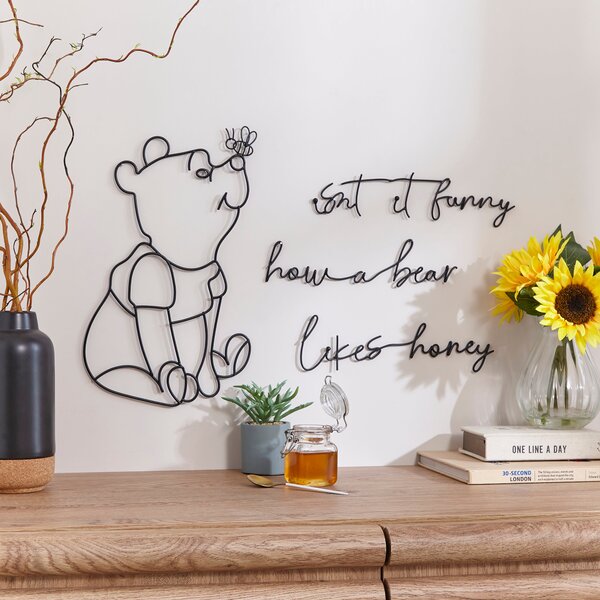 Disney Winnie the Pooh Wire Wall Art Black