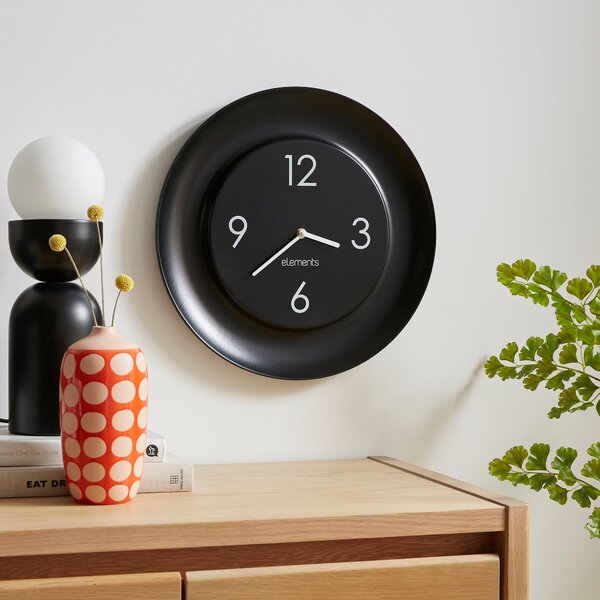 Elements Pearson Wall Clock Black