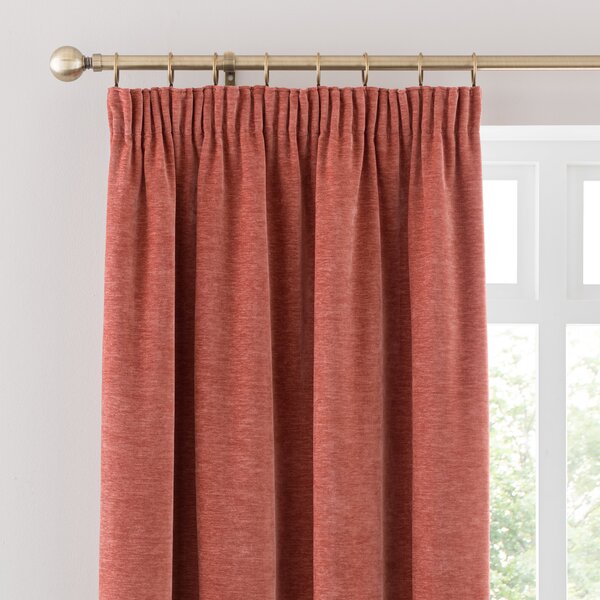 Vintage Chenille Pencil Pleat Curtains Clay