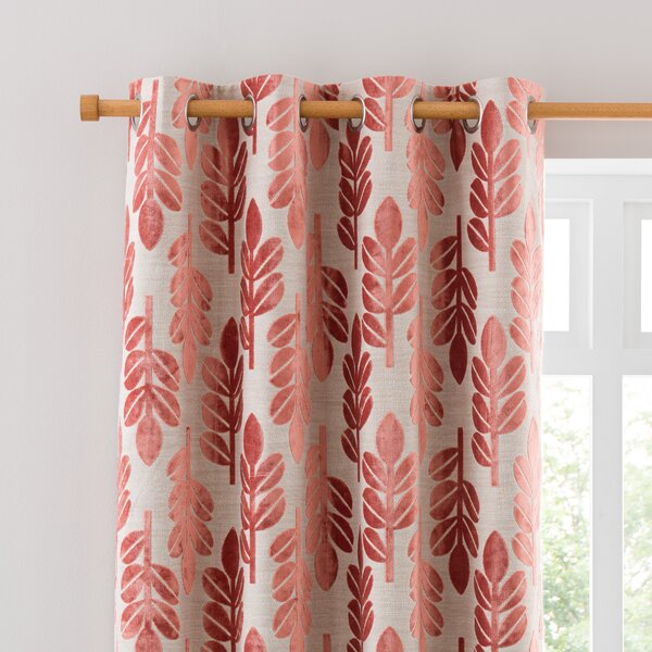 Annika Cut Velvet Eyelet Curtains Clay