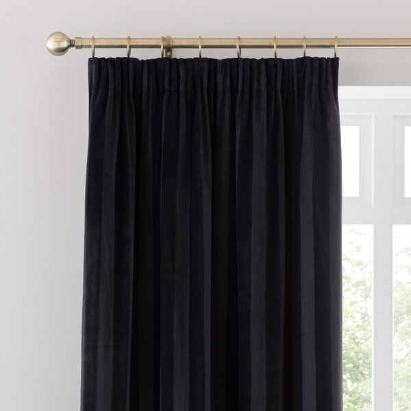 Milford Stripe Pencil Pleat Curtains Black