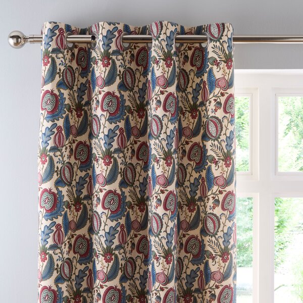 Forest Fruits Eyelet Curtains Natural