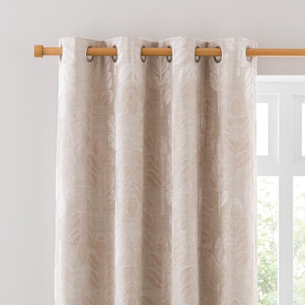 Annika Cut Velvet Eyelet Curtains Natural