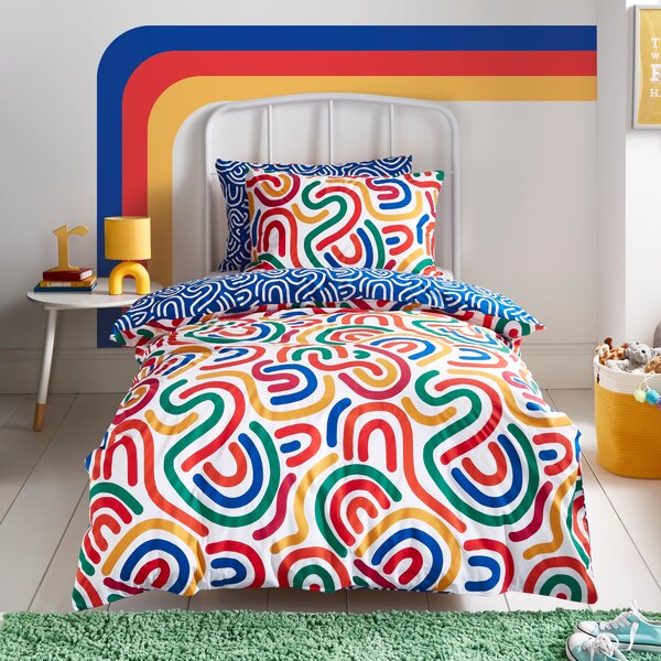 Bright Abstract Duvet Cover and Pillowcase Set Blue