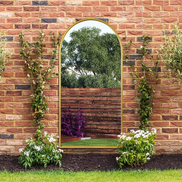 Arcus Arched Indoor Outdoor Leaner Wall Mirror Gold