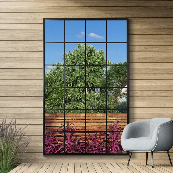 Fenestra Modern Rectangle Window Indoor Outdoor Wall Mirror Black