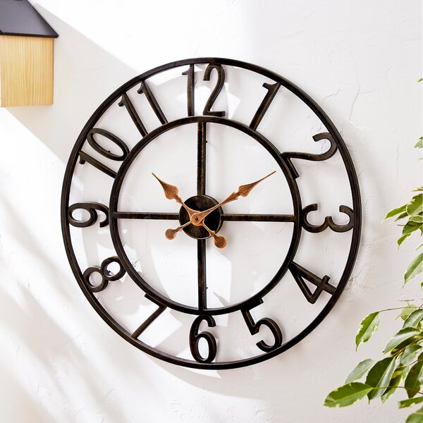 Indoor Outdoor Skeleton Clock 70cm Black Black