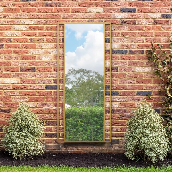 Senestra Modern Indoor Outdoor Leaner Wall Mirror Gold