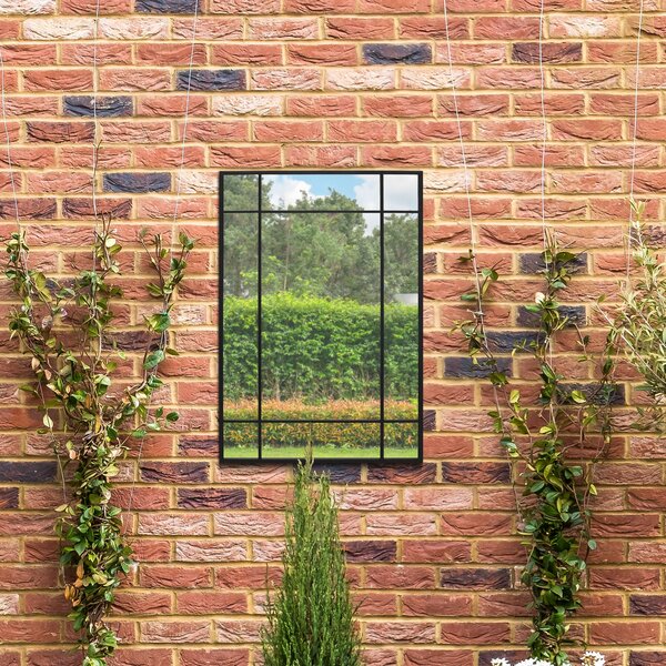 Penestra Modern Rectangle Indoor Outdoor Wall Mirror Black