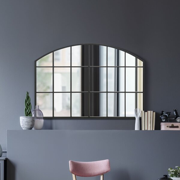 Arcus Window Framed Arched Wall Mirror Black