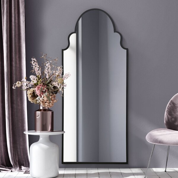 Arcus Crown Arched Full Length Wall Mirror Black