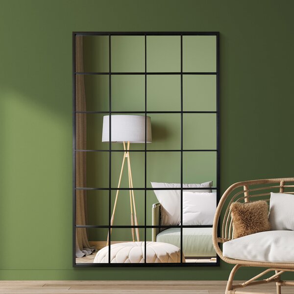 Fenestra Modern Rectangle Window Full Length Wall Mirror Black