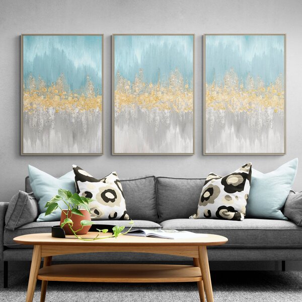 Wavelengths by Eva Watts Set of 3 Framed Canvases MultiColoured