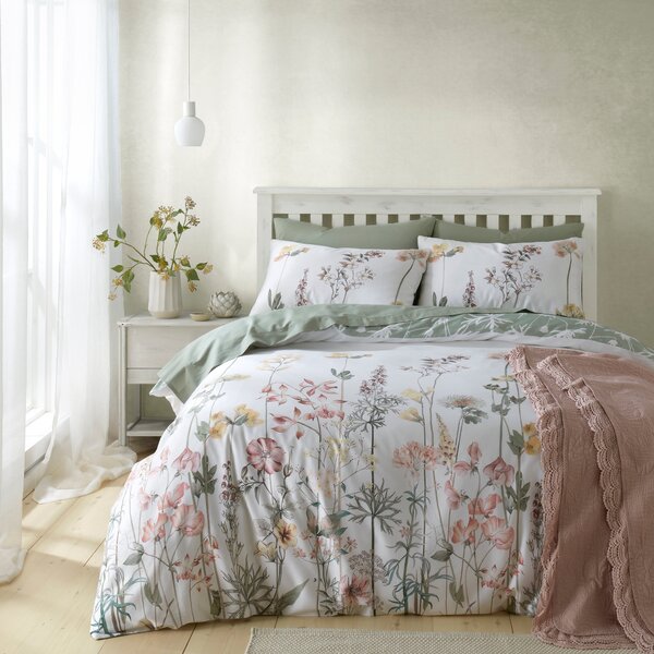 Camellia Floral Duvet Cover & Pillowcase Set White
