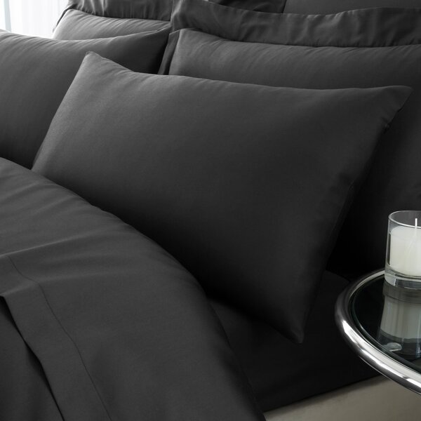 Hotel 230 Thread Count Cotton Sateen Standard Pillowcase Pair Dark Grey