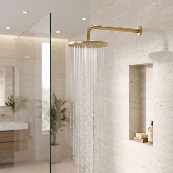Round shower arm REA JS-9021 40cm Brush gold