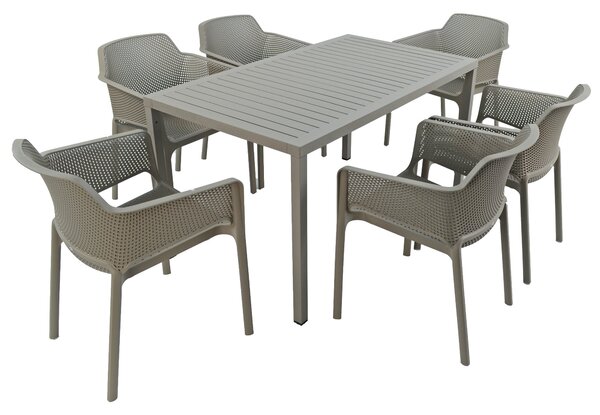 Turtle Dove Cube Dining Table with 6 Net Chair Set