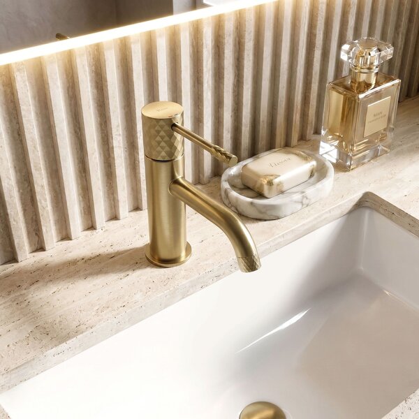 Bathroom faucet Rea Lungo Diamond Brush Gold