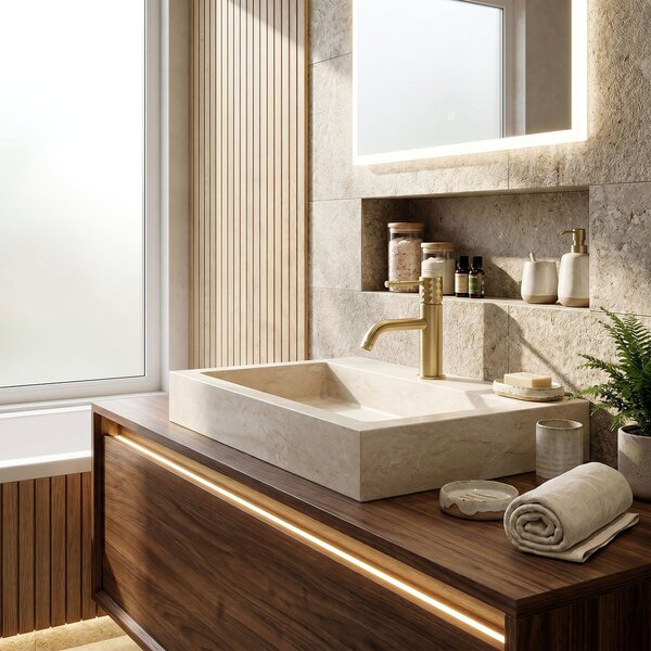 Bathroom faucet Rea Lungo Diamond Brush Gold