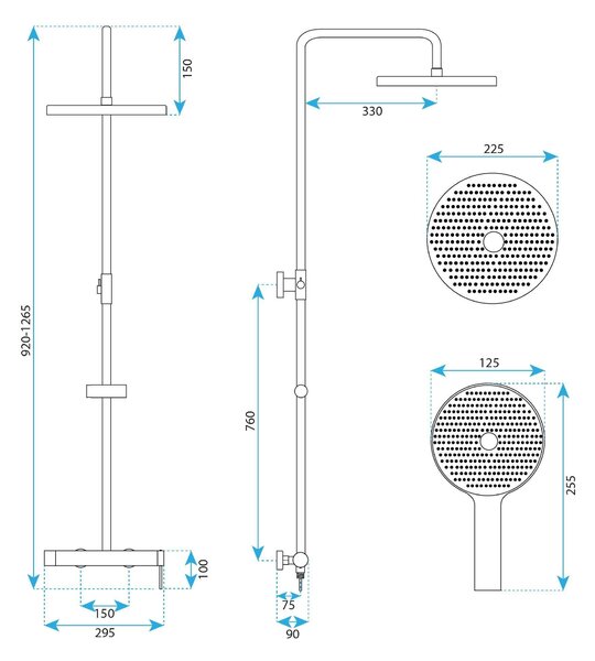 Shower set Rea Rivo Brush Gold