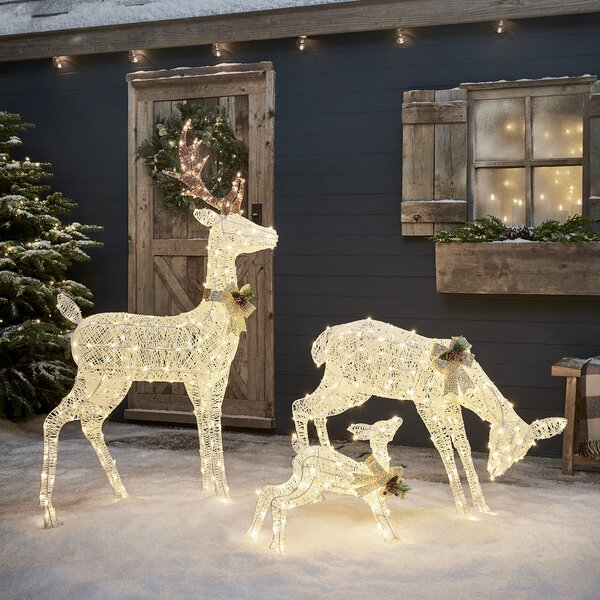 Harewood White Spun Cotton Light Up Reindeer Family