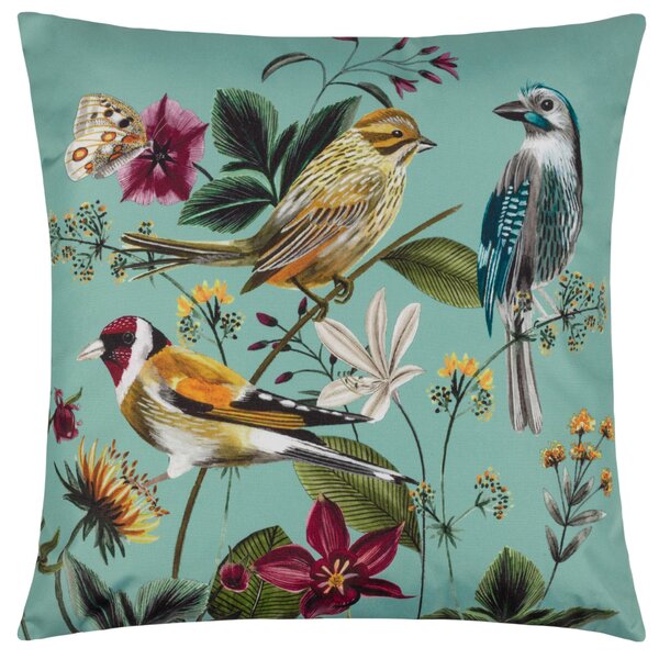 Midnight Garden Birds Outdoor Cushion Green
